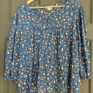 Ana mid long sleeved floral shirt